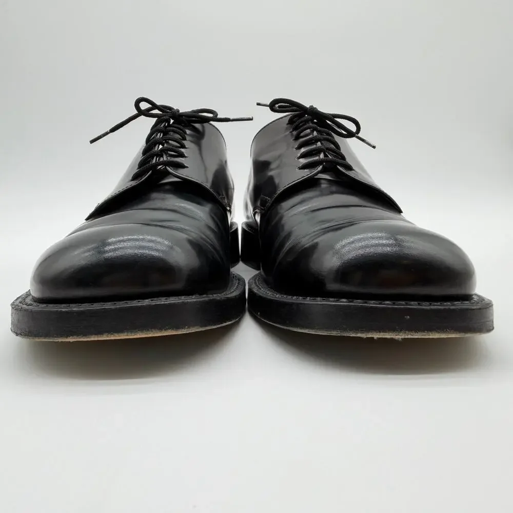 PRADA | Men’s Black Leather Derby Dress Shoes Square Toe Made in Italy 9